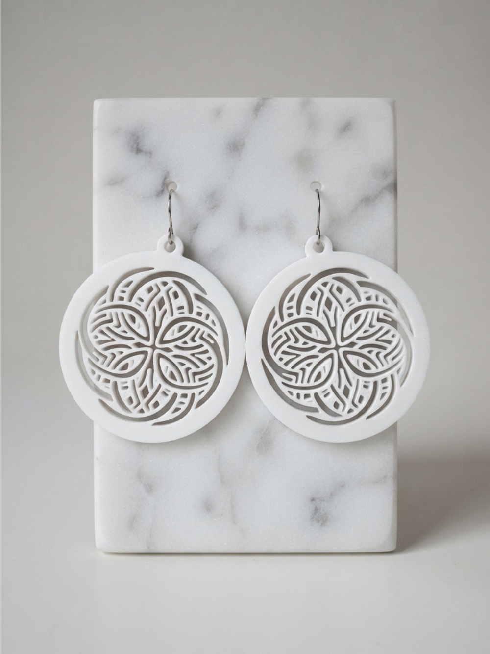 White Filigree Circle Drop Earrings - Women Jewelry